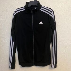 Adidas Tricot 3-Stripes Track Jacket Black Women's Zip Up Long Sleeves - Size S